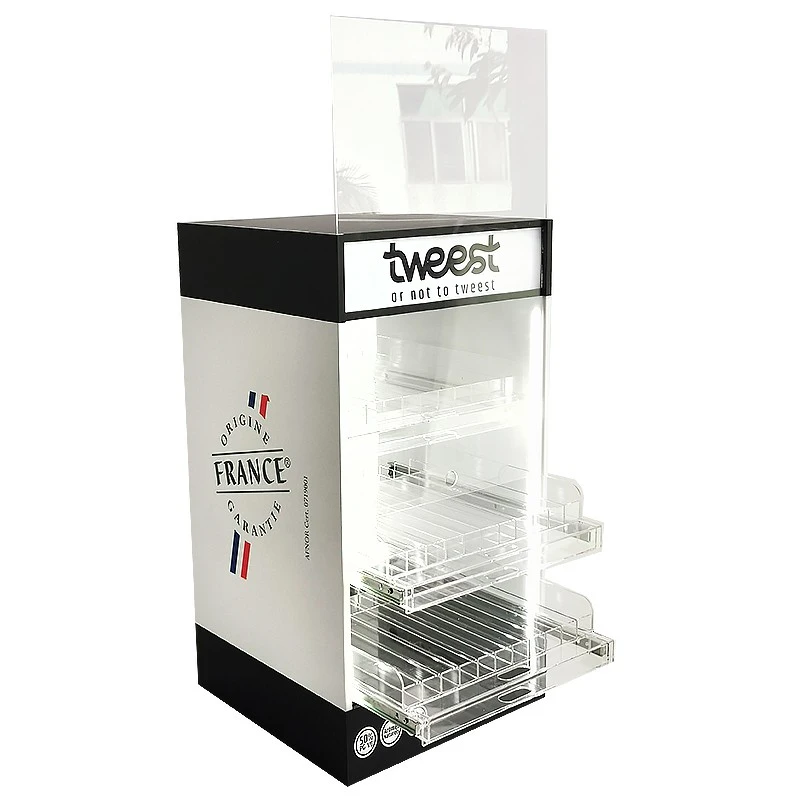 The front door of the electronic cigarette display rack allows easy access to the products in the display rack by sliding
